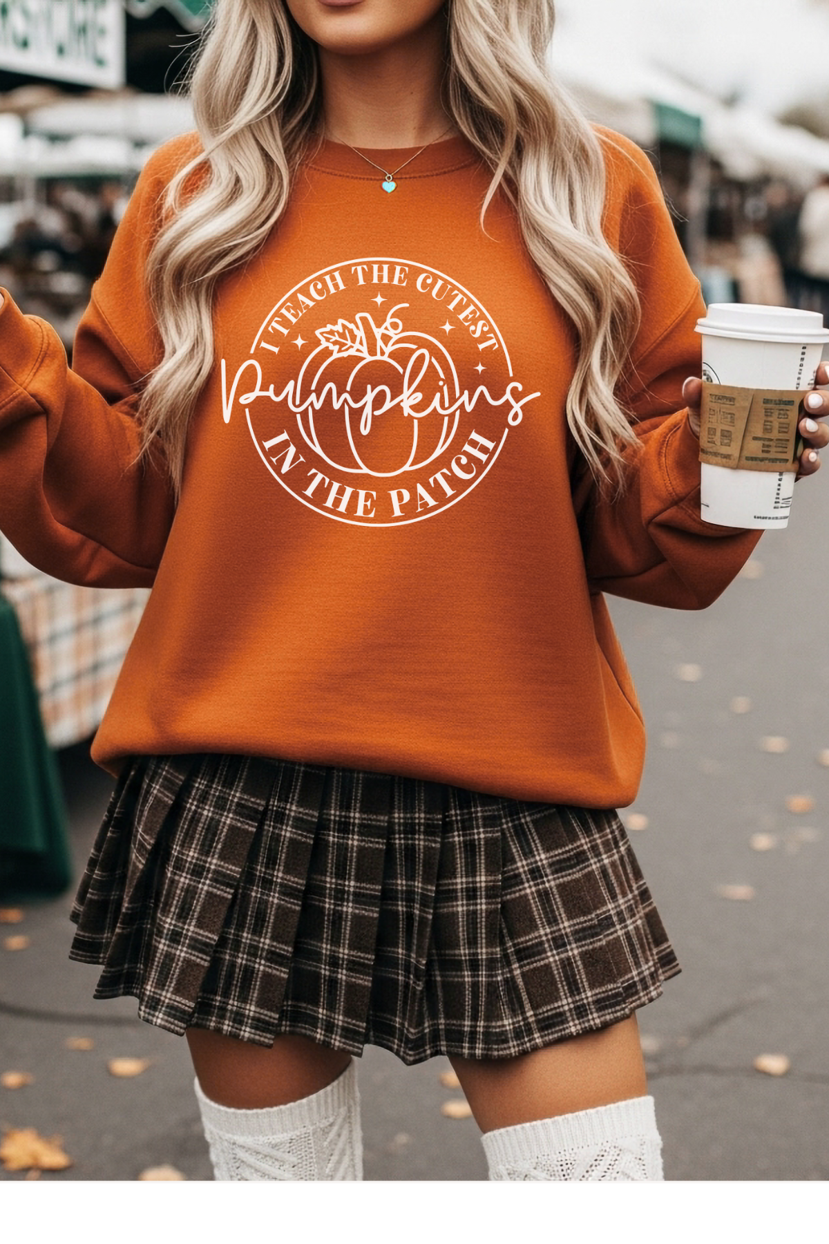Wholesale Trick or Chic - Teaching Pumpkin Cuties #7 - Orange Gildan Sweatshirt
