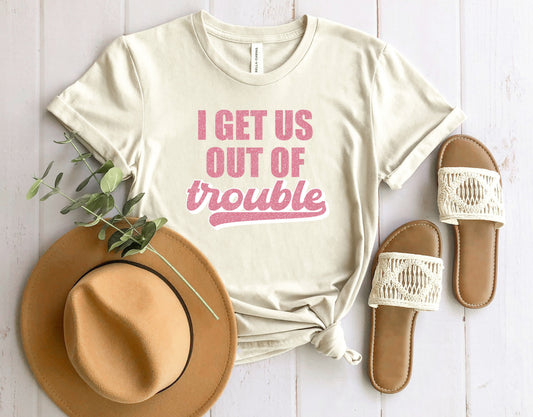 Wholesale Out of Trouble Graphic Tee - Heather Sand