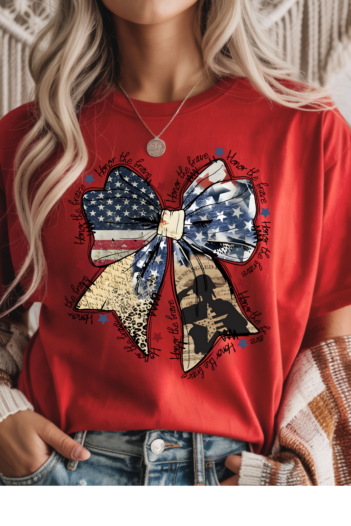 Wholesale Memorial Day - Honor the Brave #6 - Red Gildan Tee