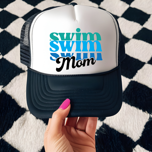 Retro Swim Mom Trucker Hat