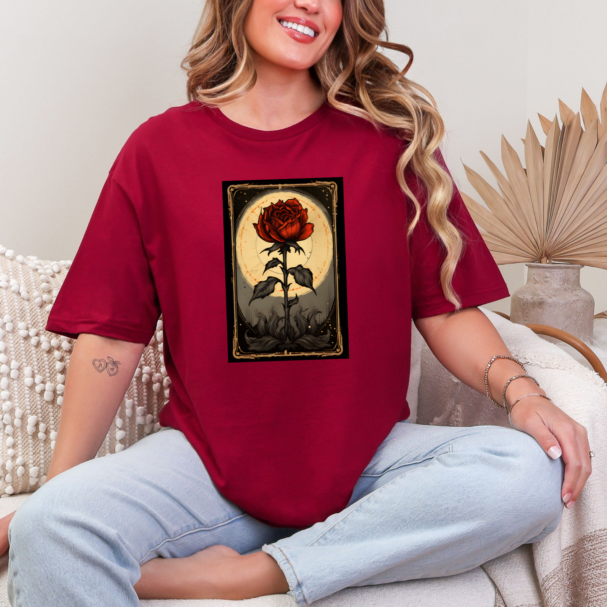 Wholesale Rose After Dark 2 Graphic Tee - Cardinal Red Tee
