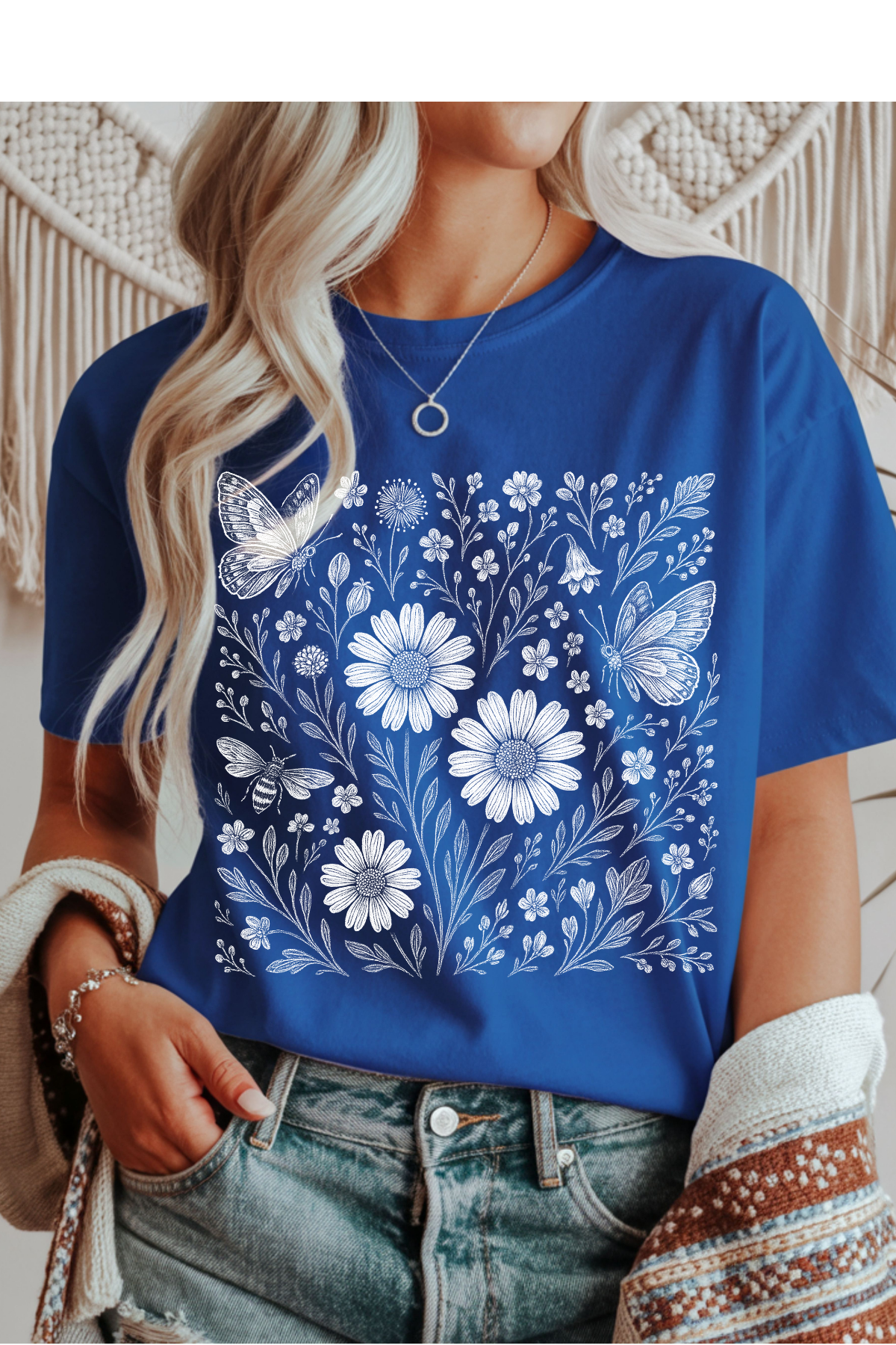 Wholesale Sun-Sational - Boho Florals #1 - Royal Gildan Tee