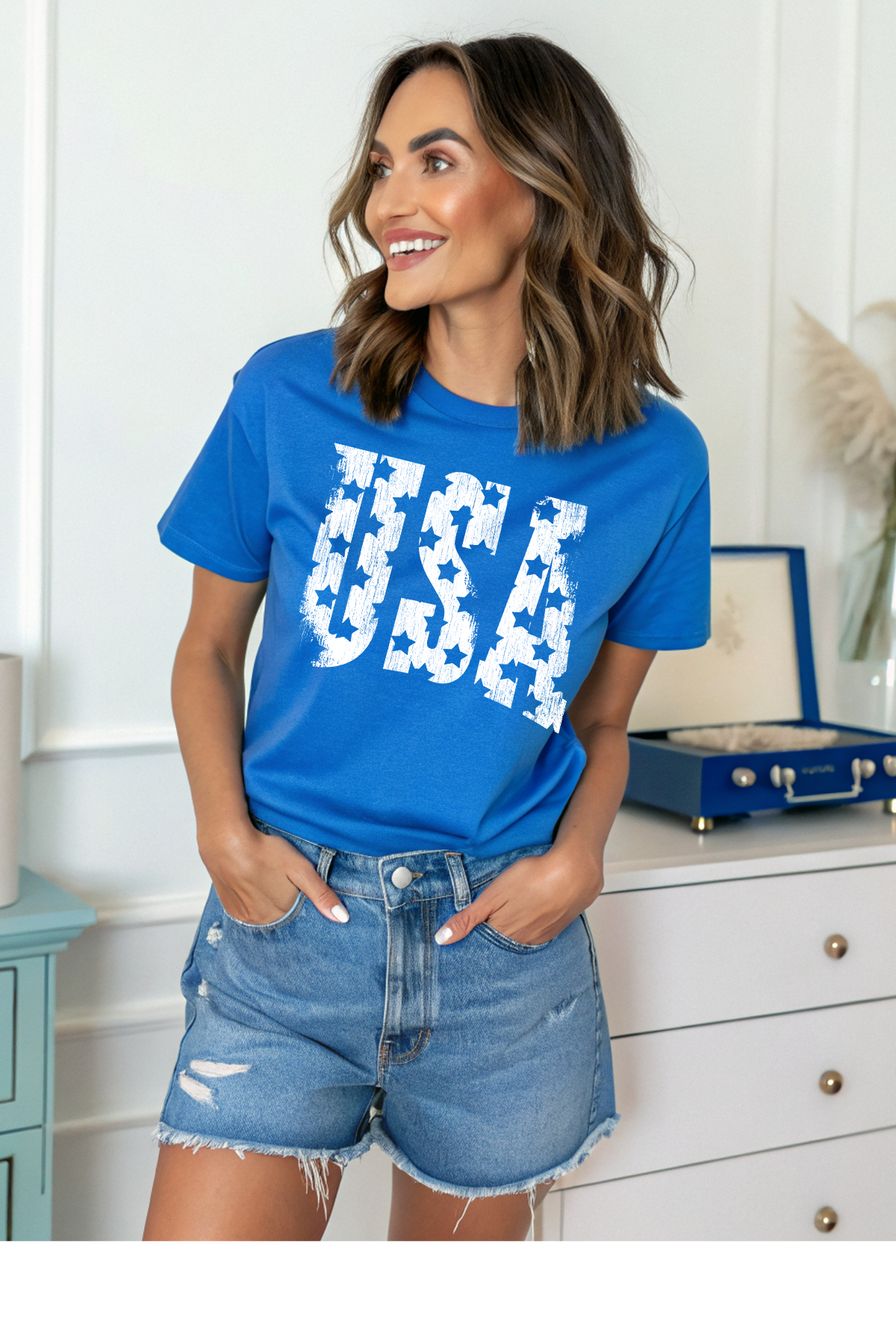 Wholesale 4th of July - USA #1 - Royal Gildan Tee