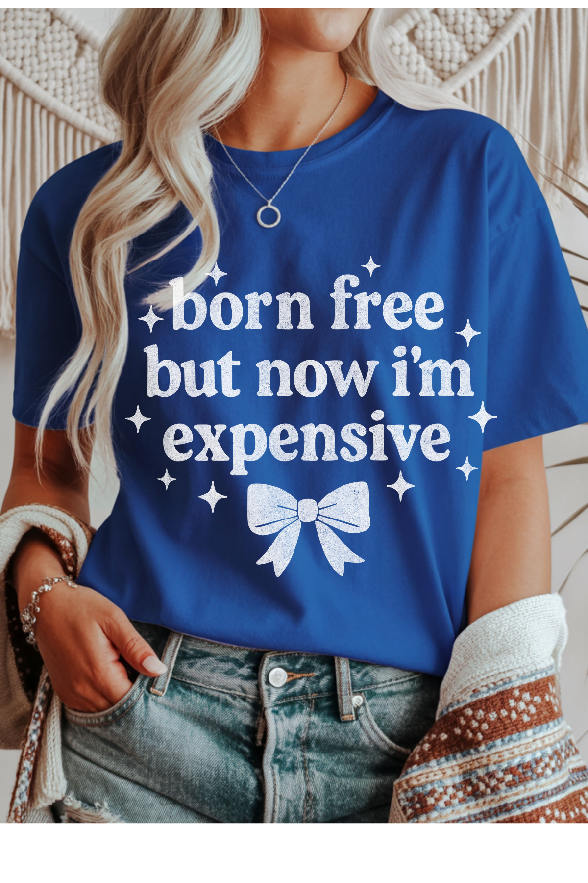 Wholesale Black & Teal - Born, Free, Now Expensive #1 - Royal Gildan Tee