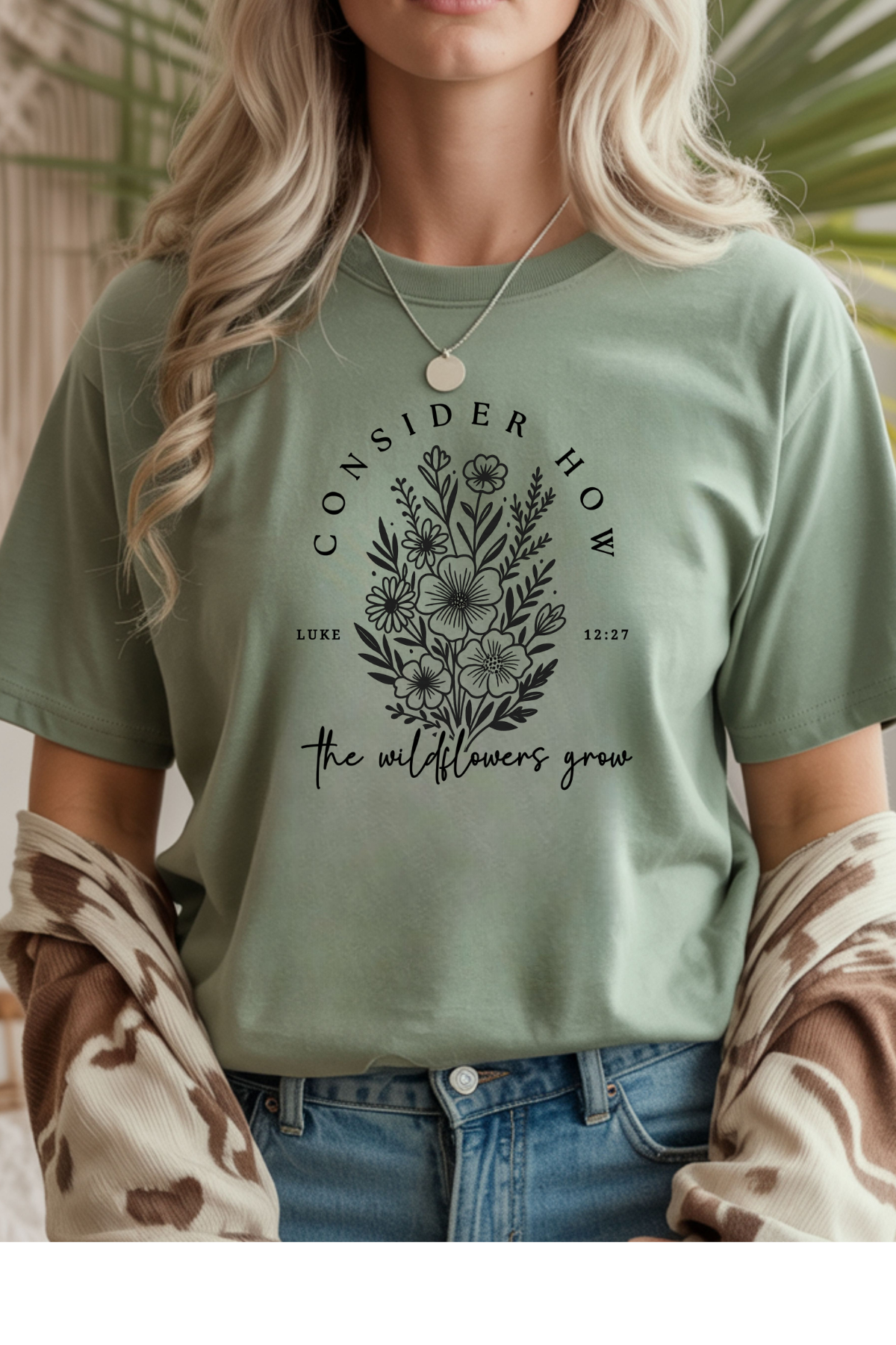 Wholesale Rooted in Spring - The Wildflower Grow #9 - Sage Gildan Tee