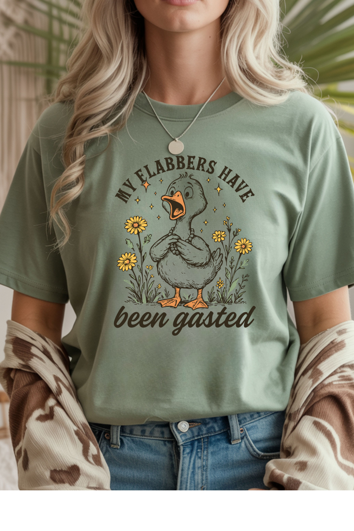 Wholesale Rooted in Spring - My Flabbers #10 - Sage Gildan Tee