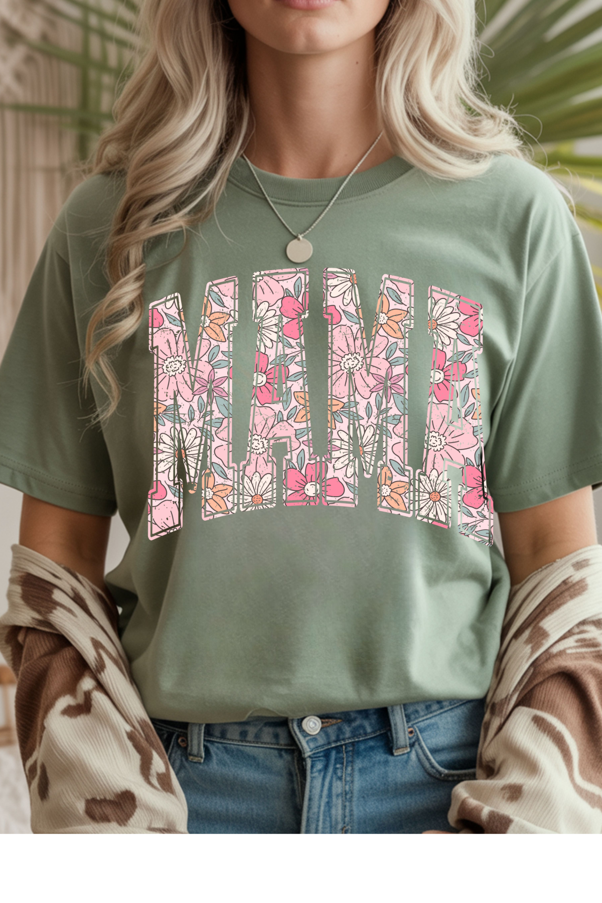 Wholesale Sunsational - Floral Mama #10 - Sage Gildan Tee
