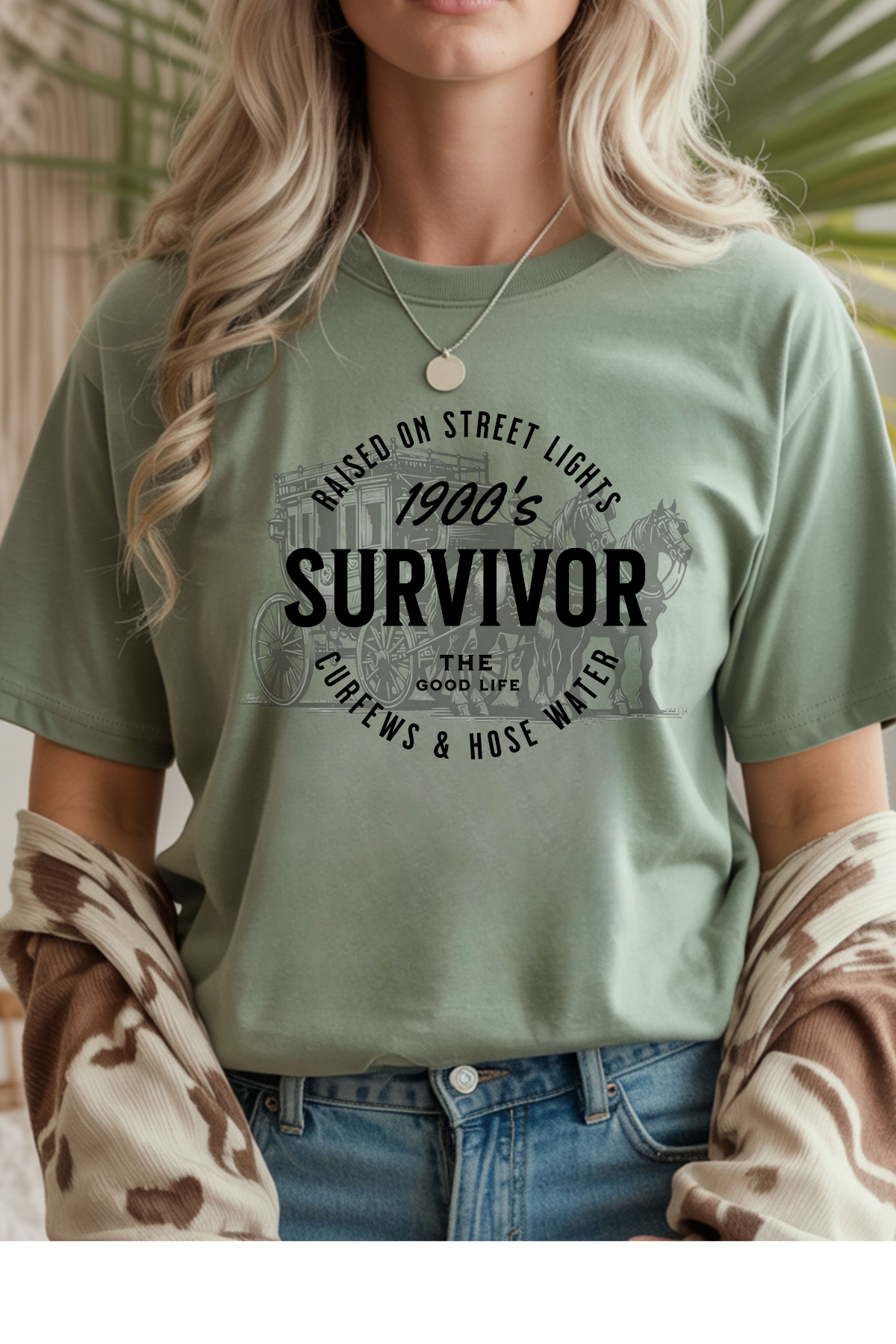 Wholesale Hey Jude - 1900s Survivor #4 - Sage Gildan Tee