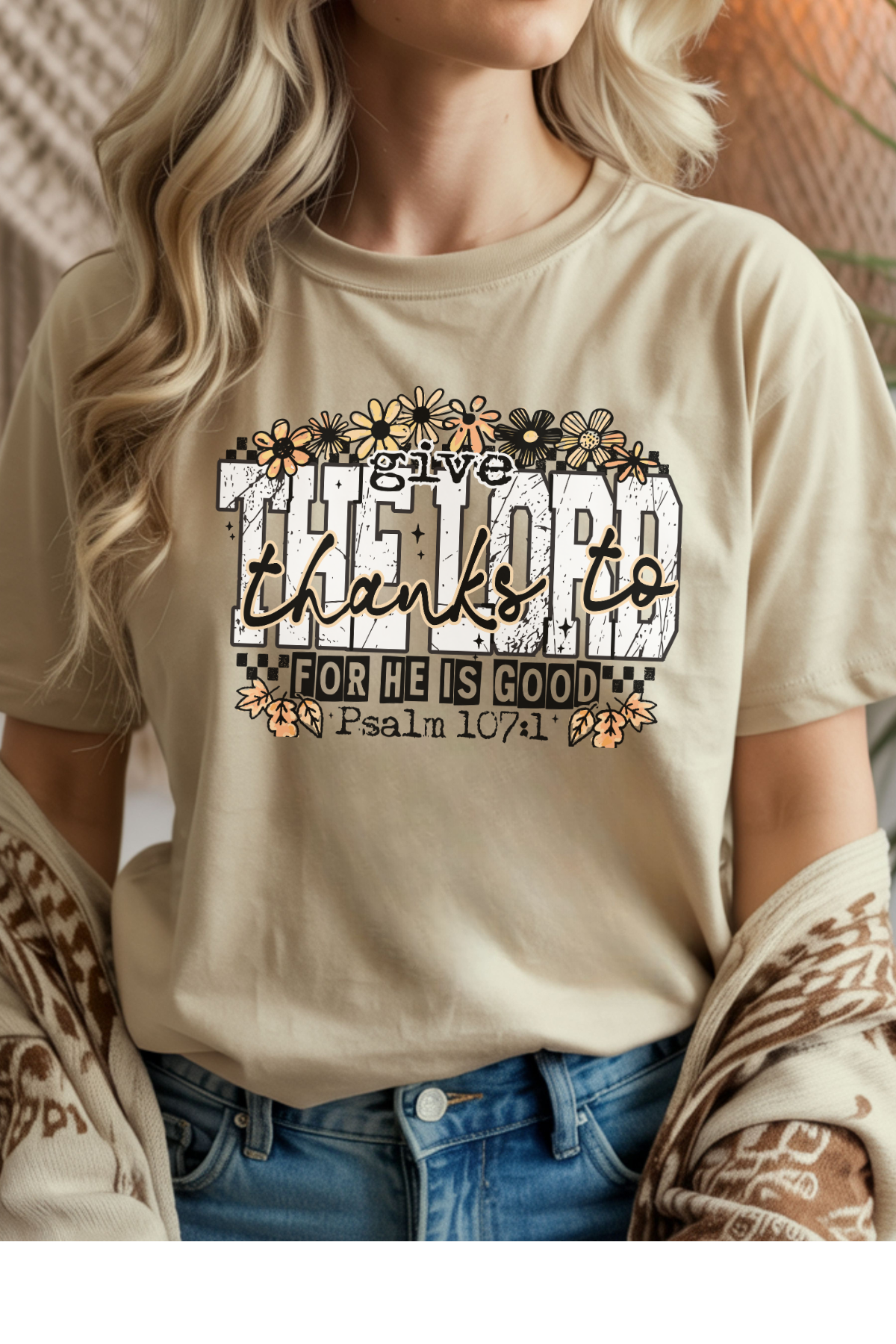 Wholesale Fall Whimsey - Give Thanks #5 - Sand Gildan Tee