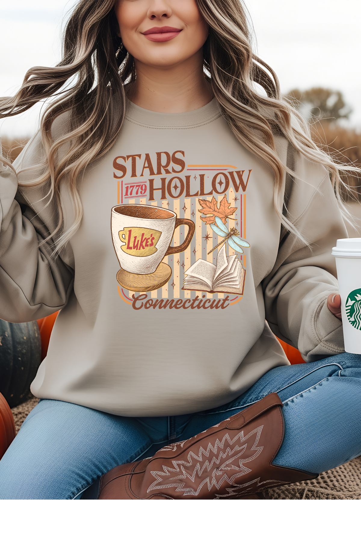 Wholesale Blue Waves - Stars Hollow #8 - Sand Gildan Sweatshirt