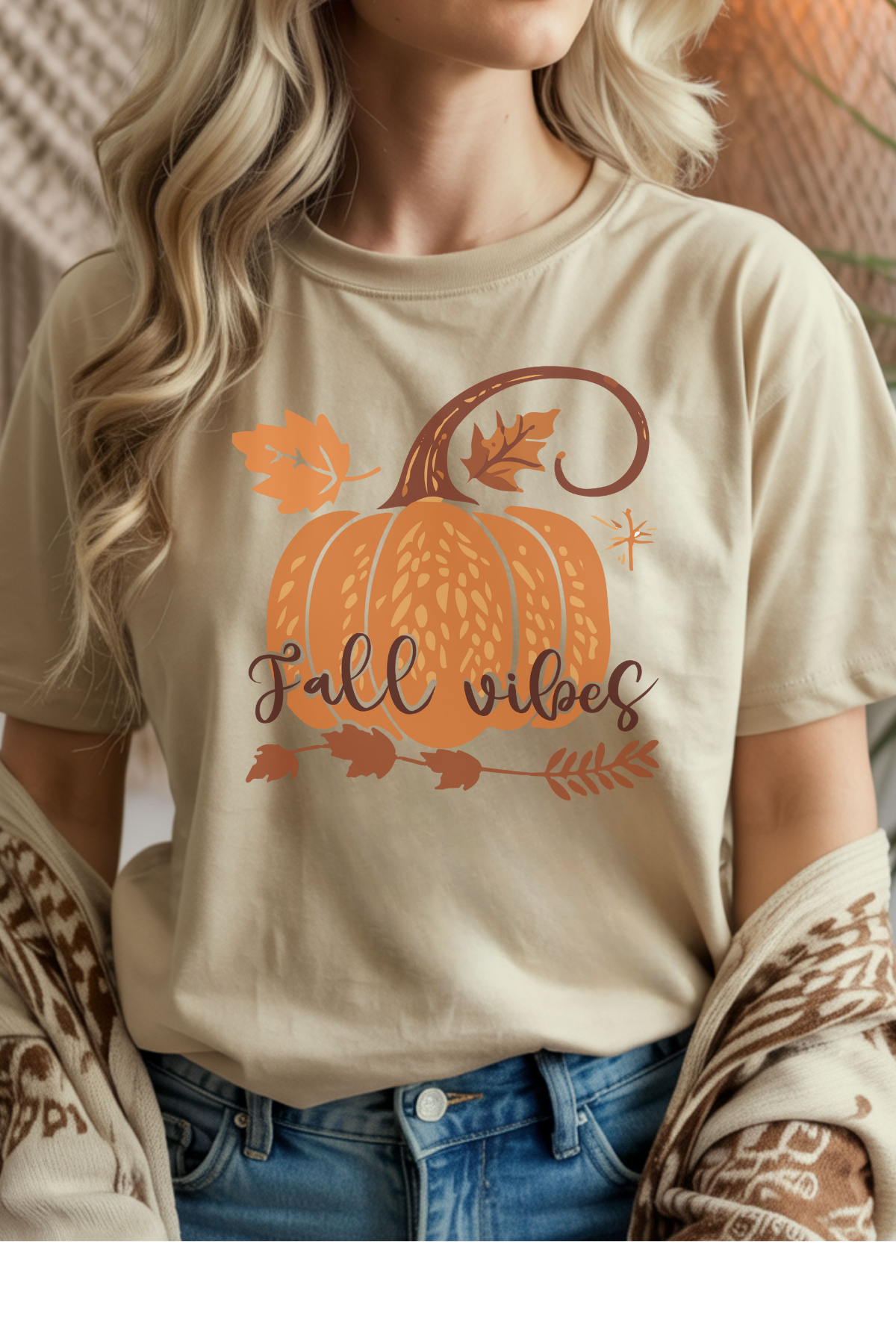 Wholesale Fall Whimsey - Fall Vibes #6 - Sand Gildan Tee