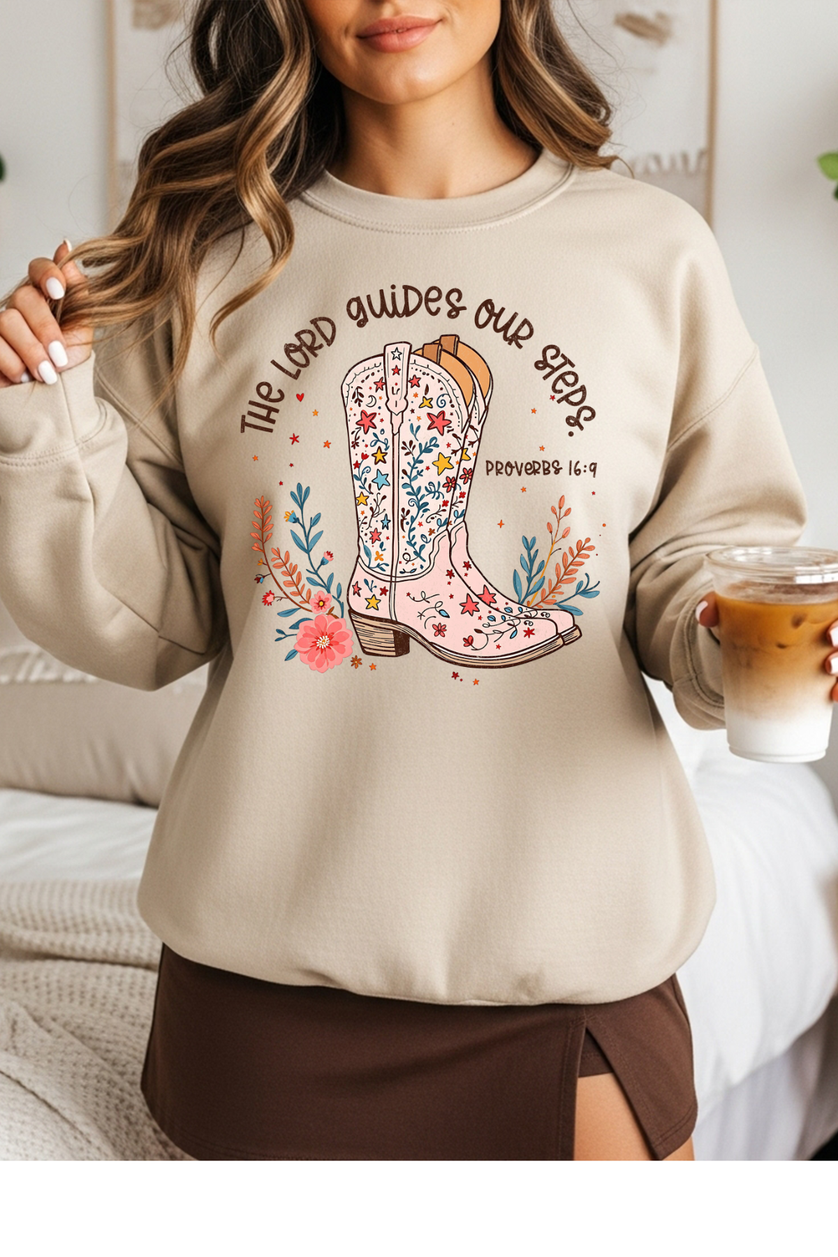 Wholesale RoseWater Glow - Guides Our Steps #1 - Sand Gildan Sweatshirt