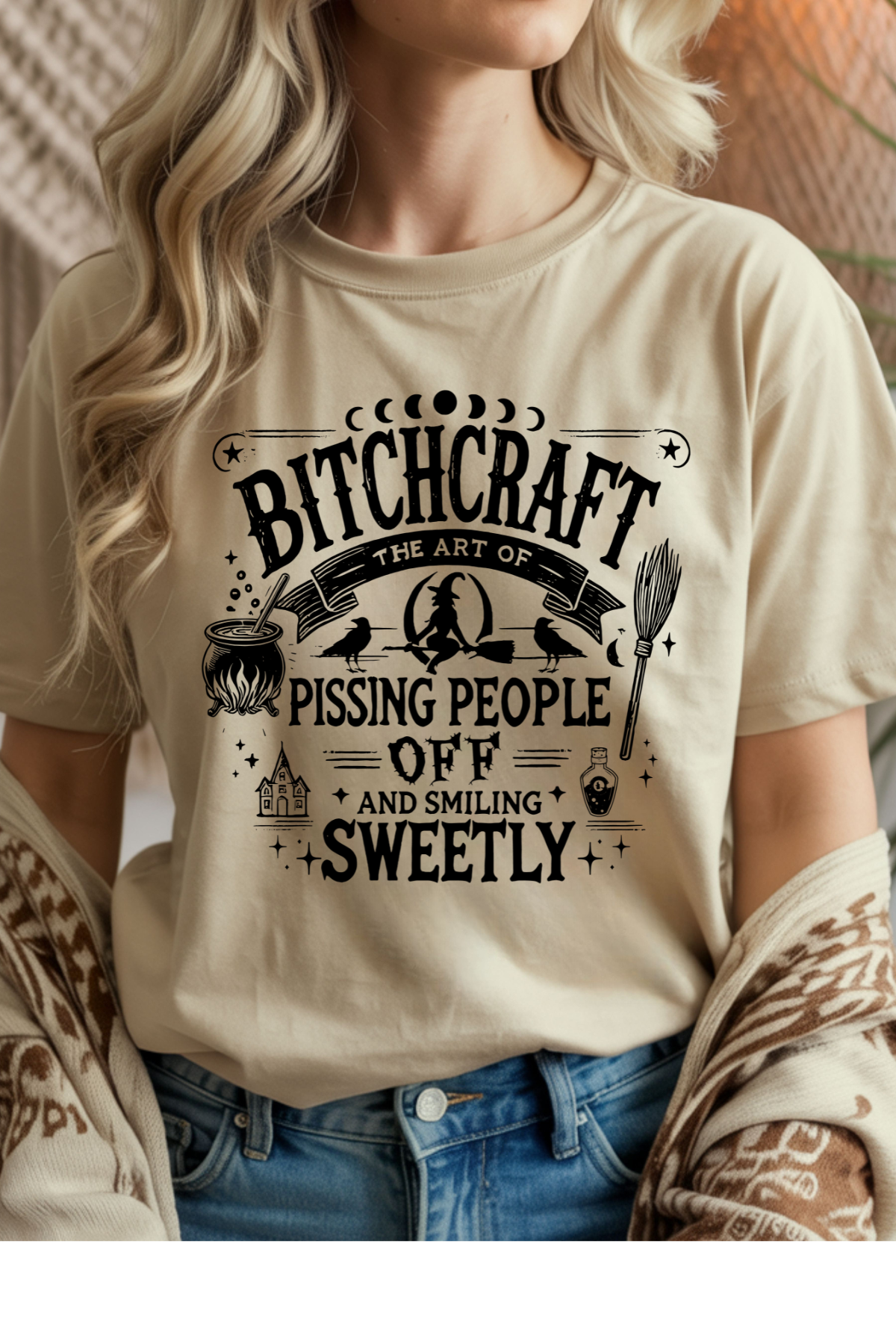 Wholesale Fall Whimsey - Bitchcraft #10 - Sand Gildan Tee