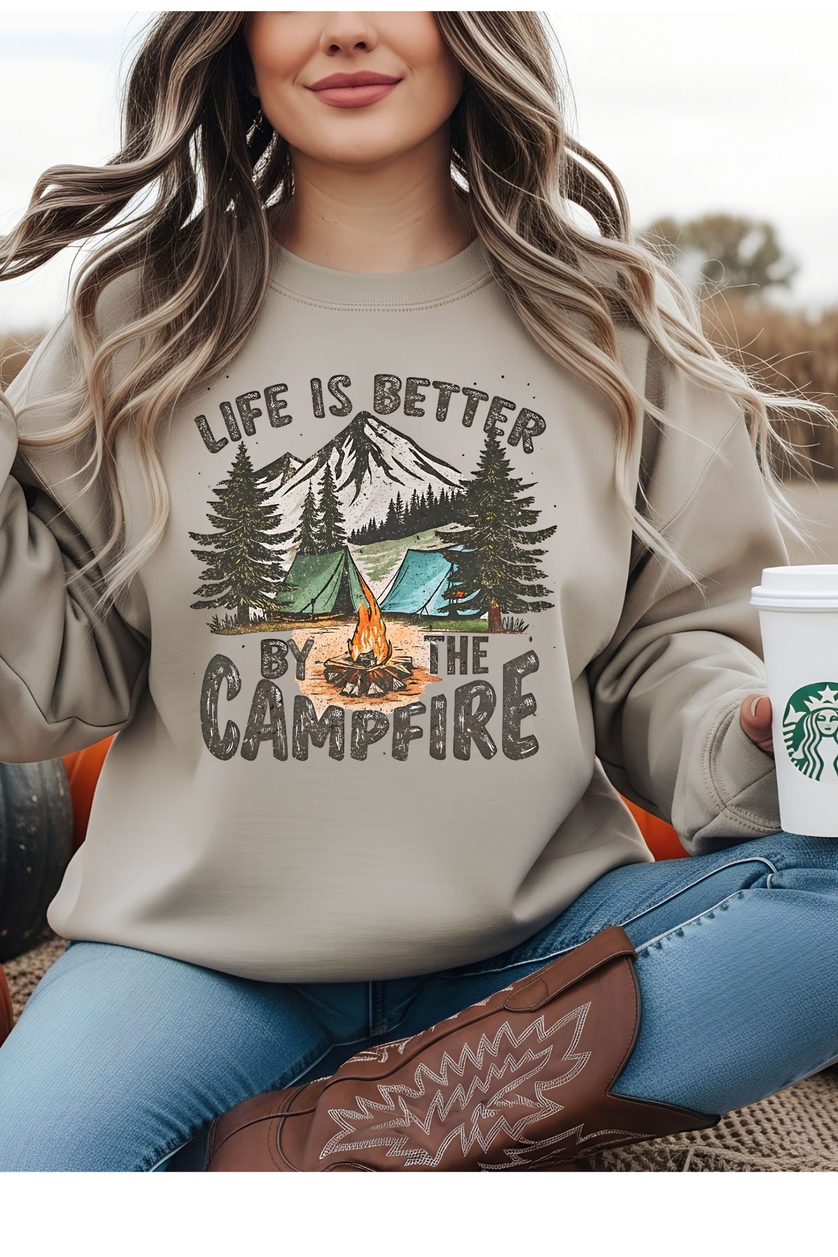 Wholesale Fifty Shades of Brown - Campfire Stories #8 - Sand Gildan Sweatshirt