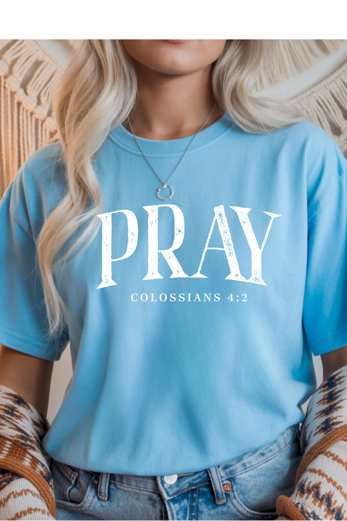 Wholesale Pink - Pray #1 - Sky Gildan Tee