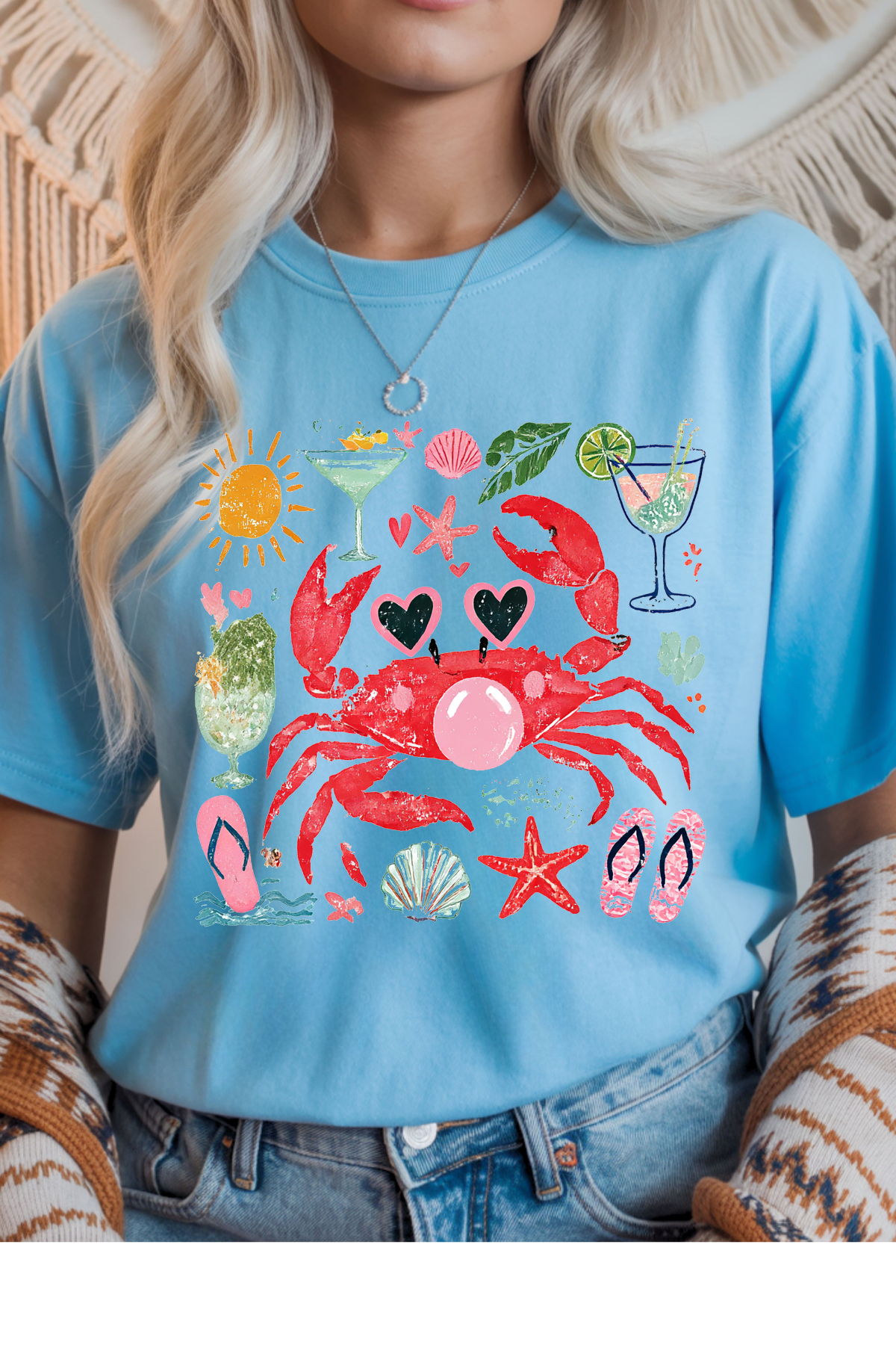 Wholesale Summer in Paris - Summer Crab #6 - Sky Gildan Tee