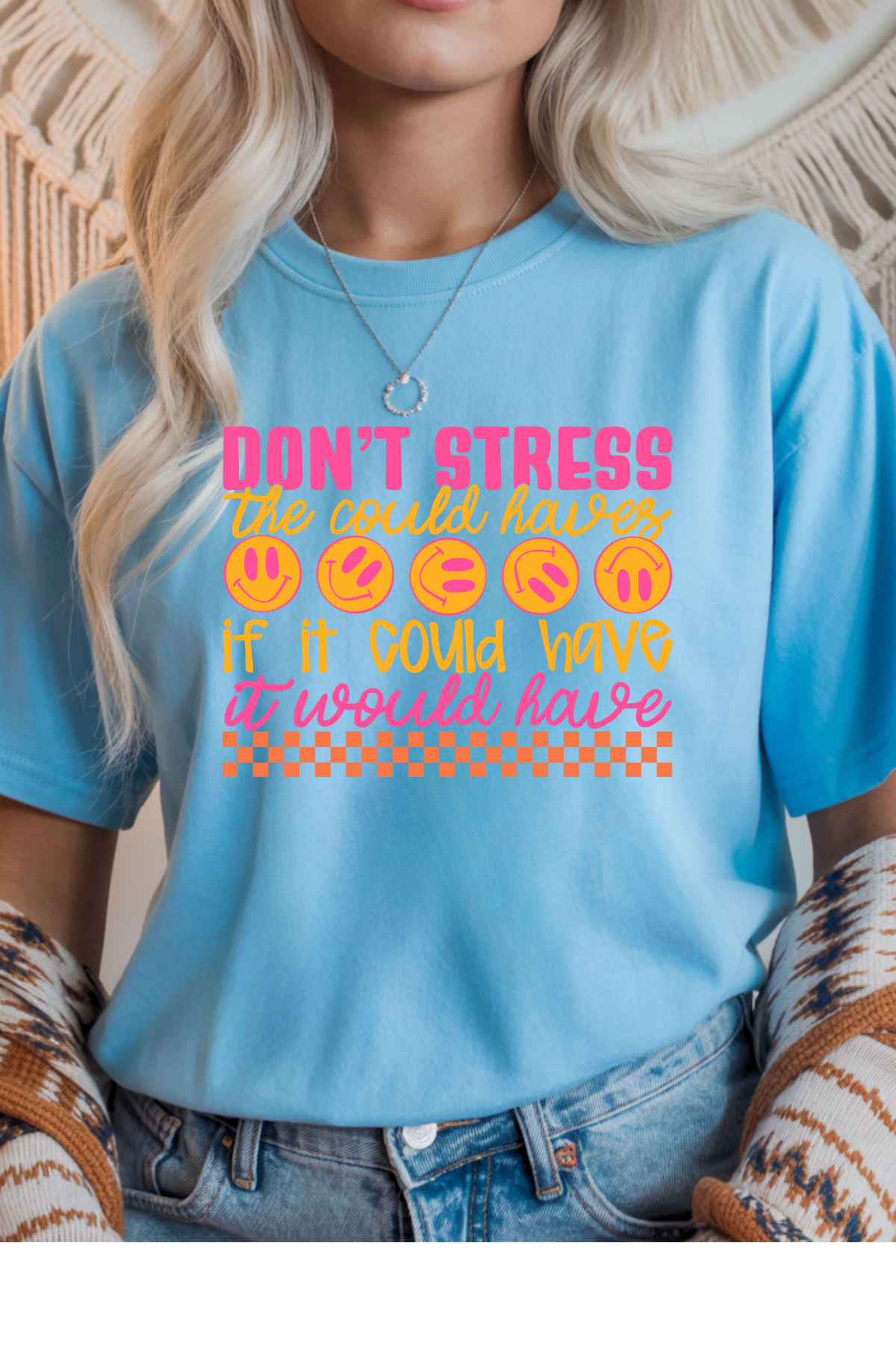 Wholesale Rooted in Spring - Don't Stress #5 - Sky Gildan Tee