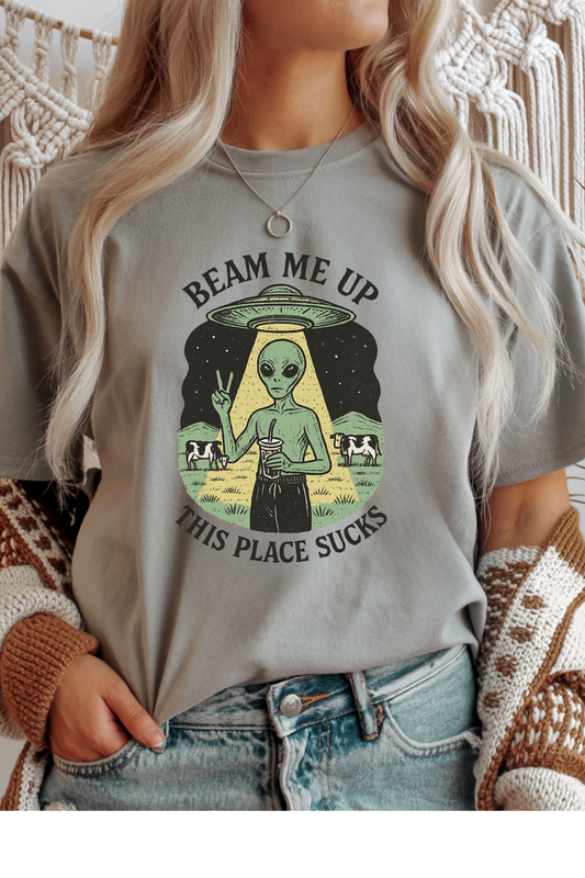 Wholesale Hey Jude - Beam Me Up This Place Sucks - #5 - Sports Grey Gildan Tee