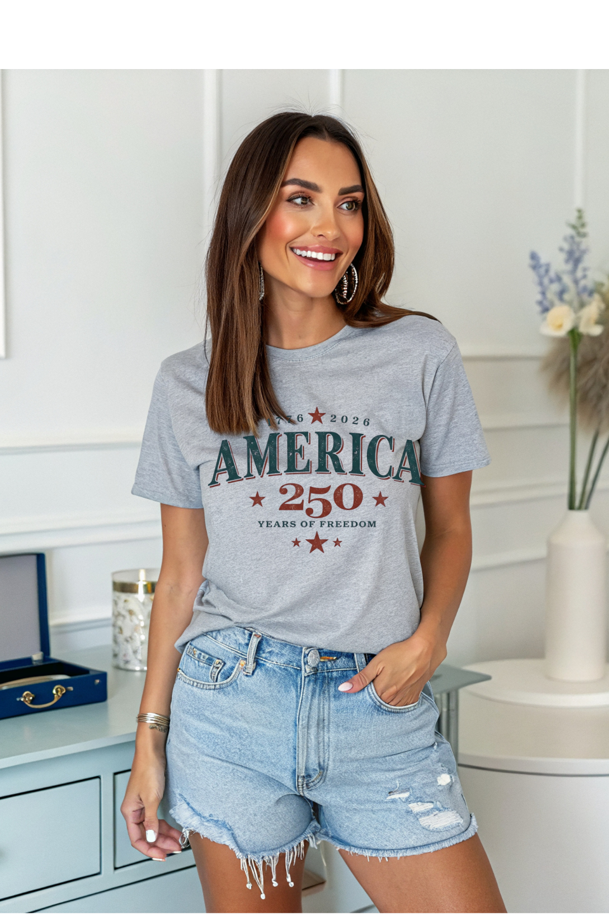 Wholesale 4th of July - America 1776 #3 - Sports Grey Gildan Tee