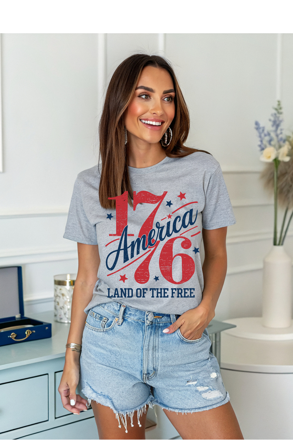 Wholesale 4th of July - 1776 #9 - Sports Grey Gildan Tee