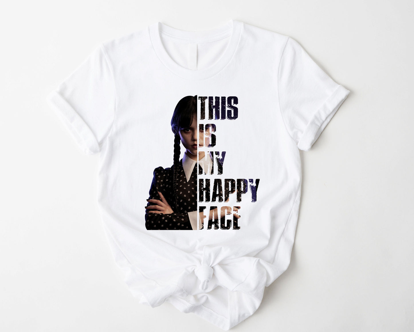 Wholesale This is My Happy Face Graphic Tee - Heather Grey