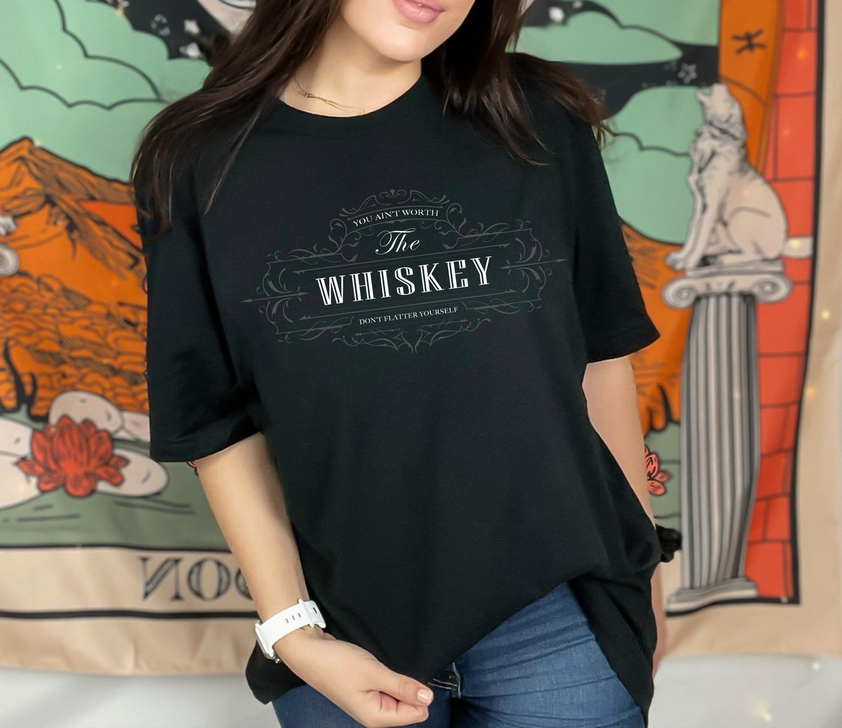 Wholesale Worth the Whiskey Graphic Tee - Black