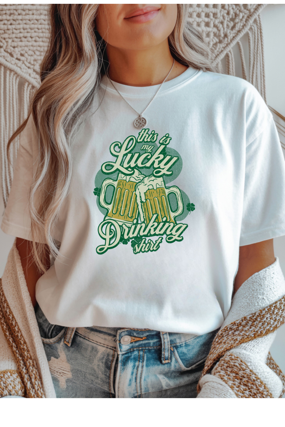 Wholesale Sahara Spring - Lucky Drinking Shirt #1 - White Gildan Tee