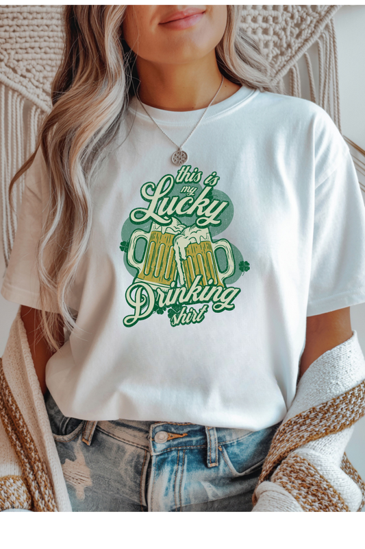 Wholesale Sahara Spring - Lucky Drinking Shirt #1 - White Gildan Tee