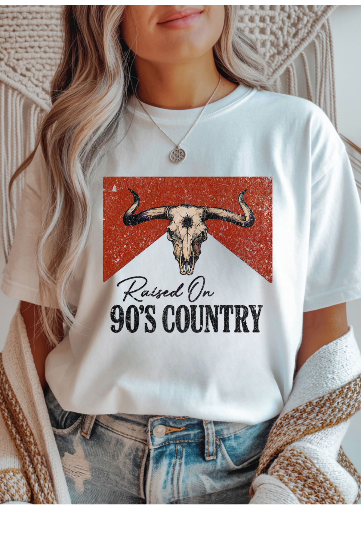 Wholesale Clouded Spring - Raised on 90s Country #8 - White Gildan Tee