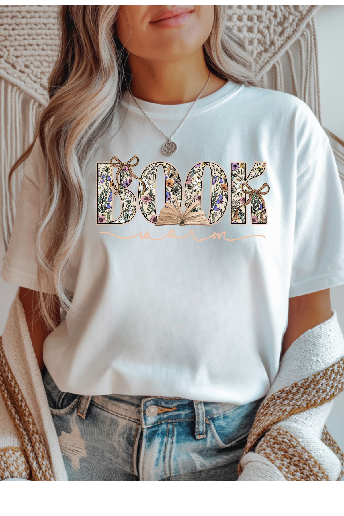 Wholesale Color Me Spring - Book Worm #2 - White Gildan Tee