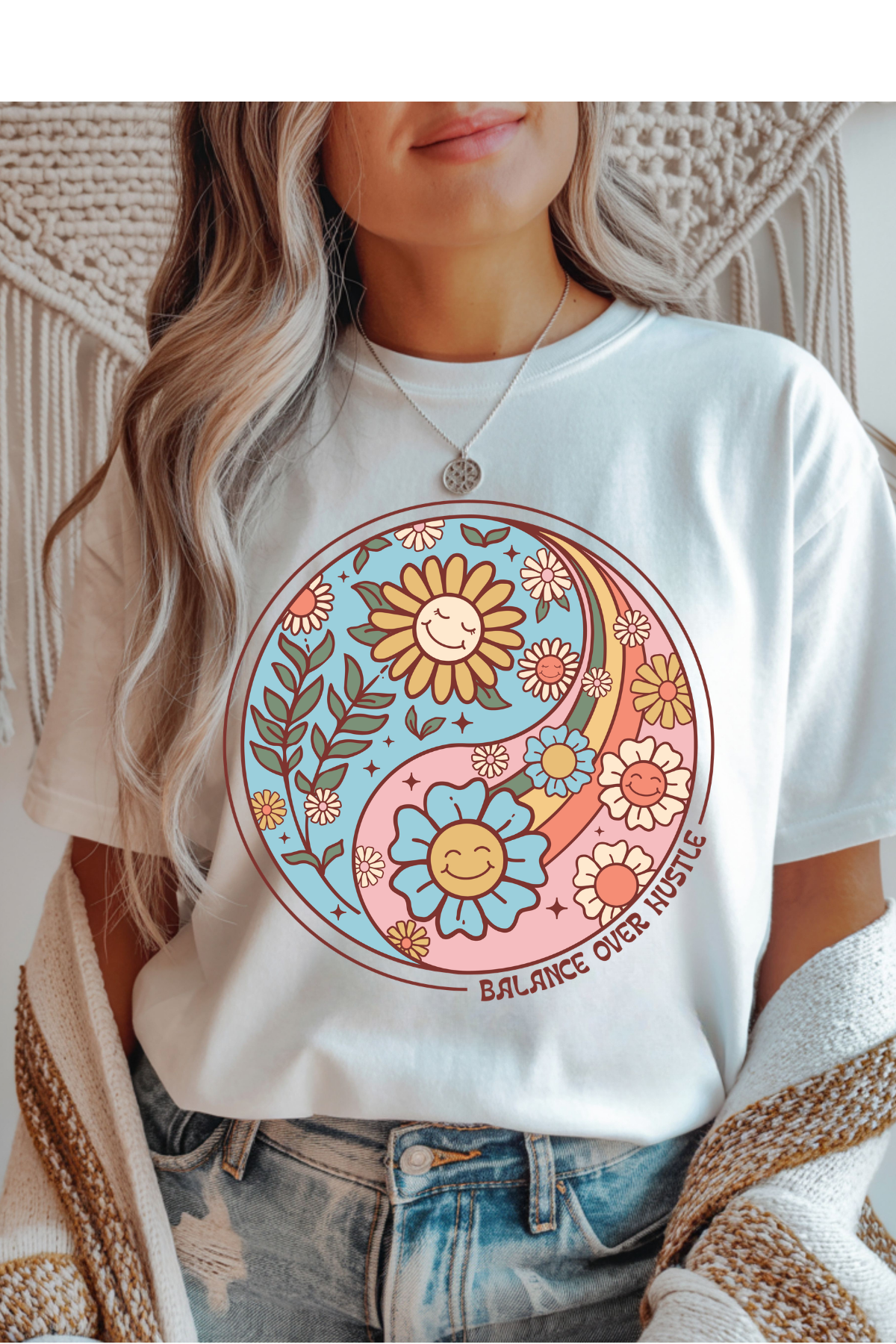Wholesale Blush Theory - Balance over Hustle #1 - White Gildan Tee
