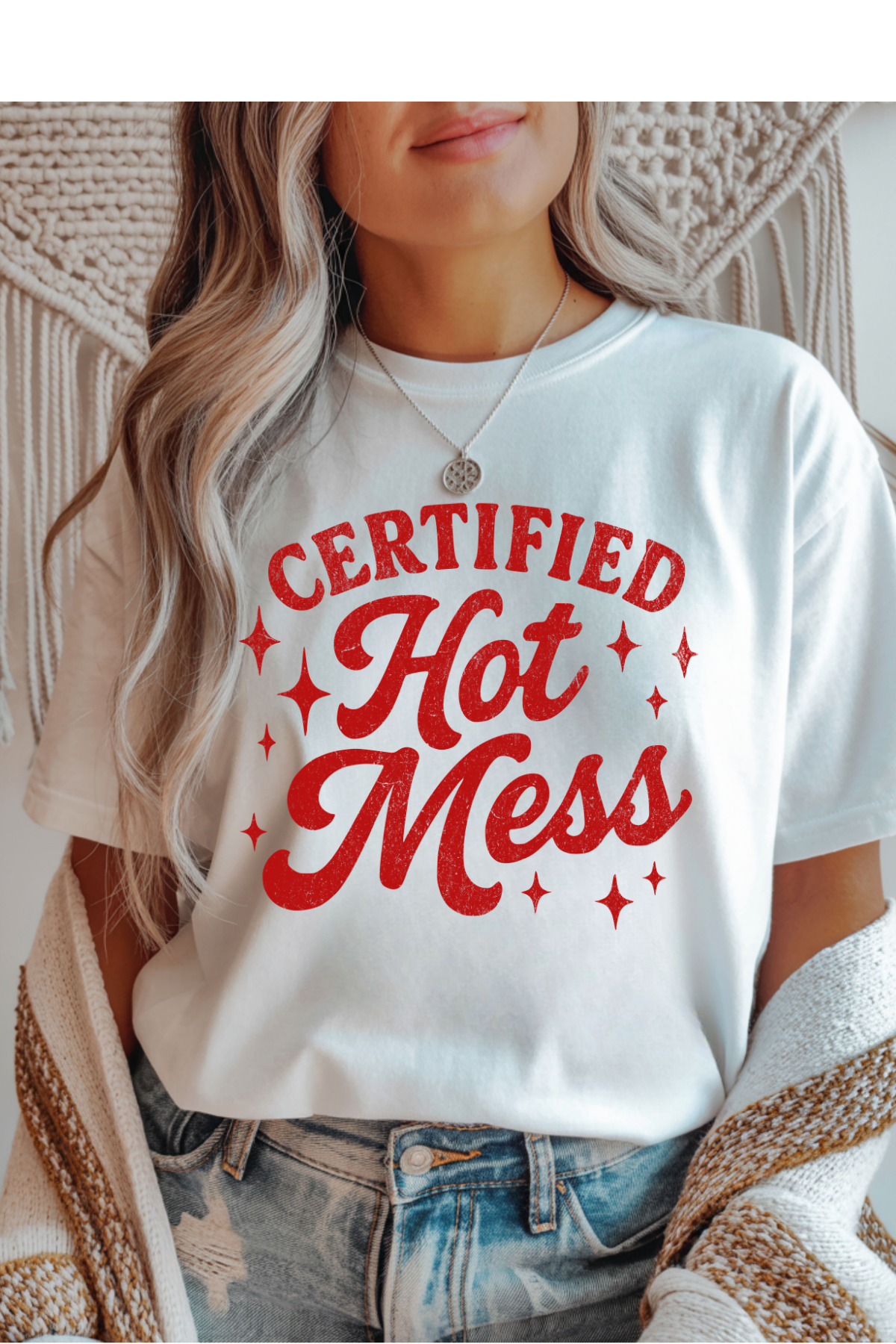 Wholesale Blush Theory - Certified Hot Mess #4 - White Gildan Tee