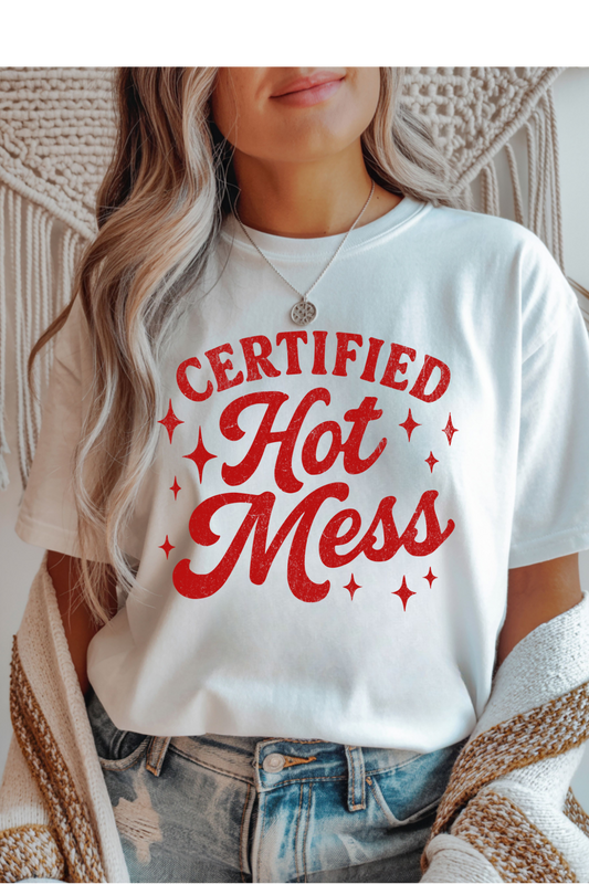 Wholesale Blush Theory - Certified Hot Mess #4 - White Gildan Tee