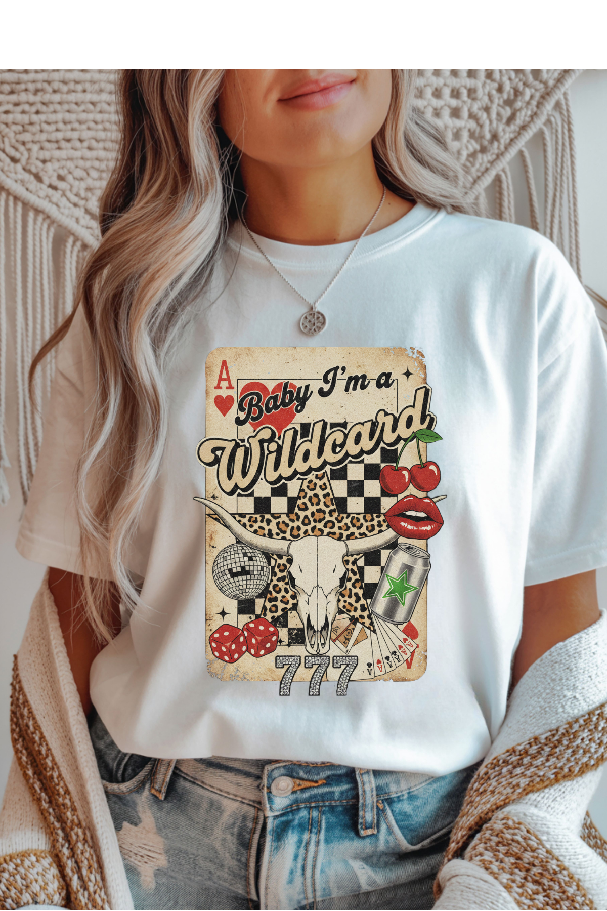 Wholesale Pink - Wild Card #6 - White Gildan Tee