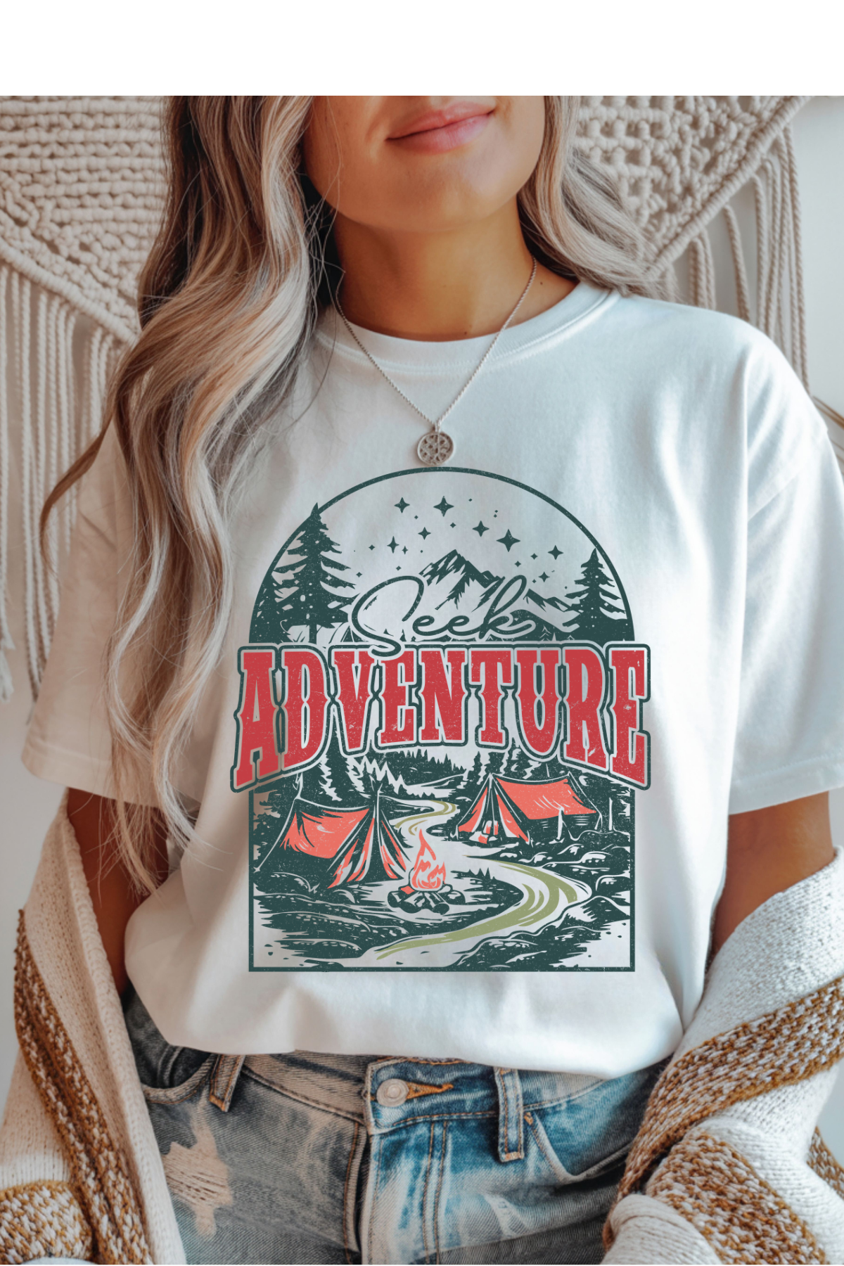 Wholesale Pink - Seek Adventure #8 - White Gildan Tee