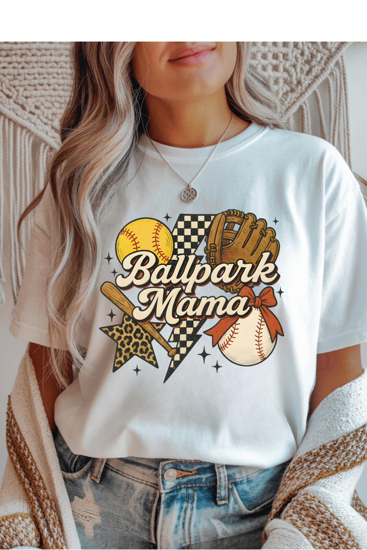 Wholesale Pink - Ballpark Mama #10 - White Gildan Tee