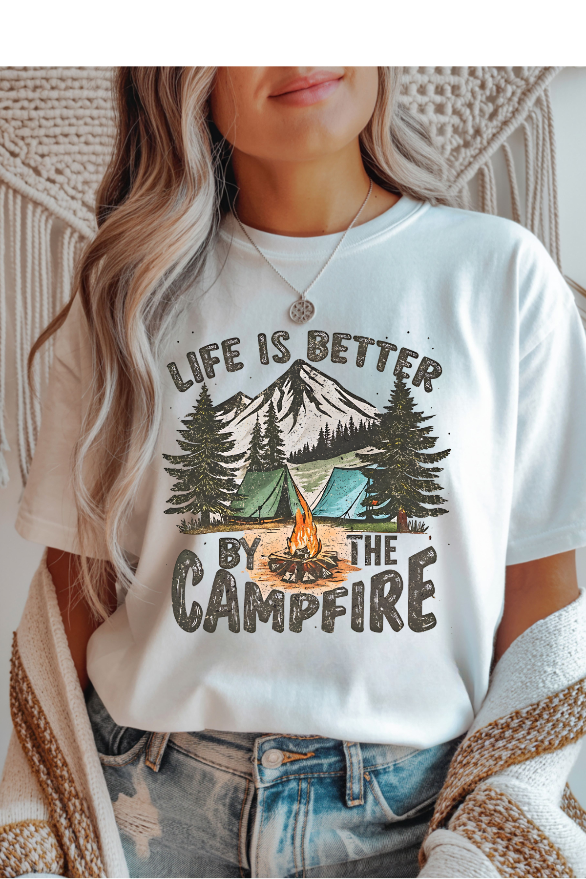 Wholesale Indigo - By The Campfire #2 - White Gildan Tee