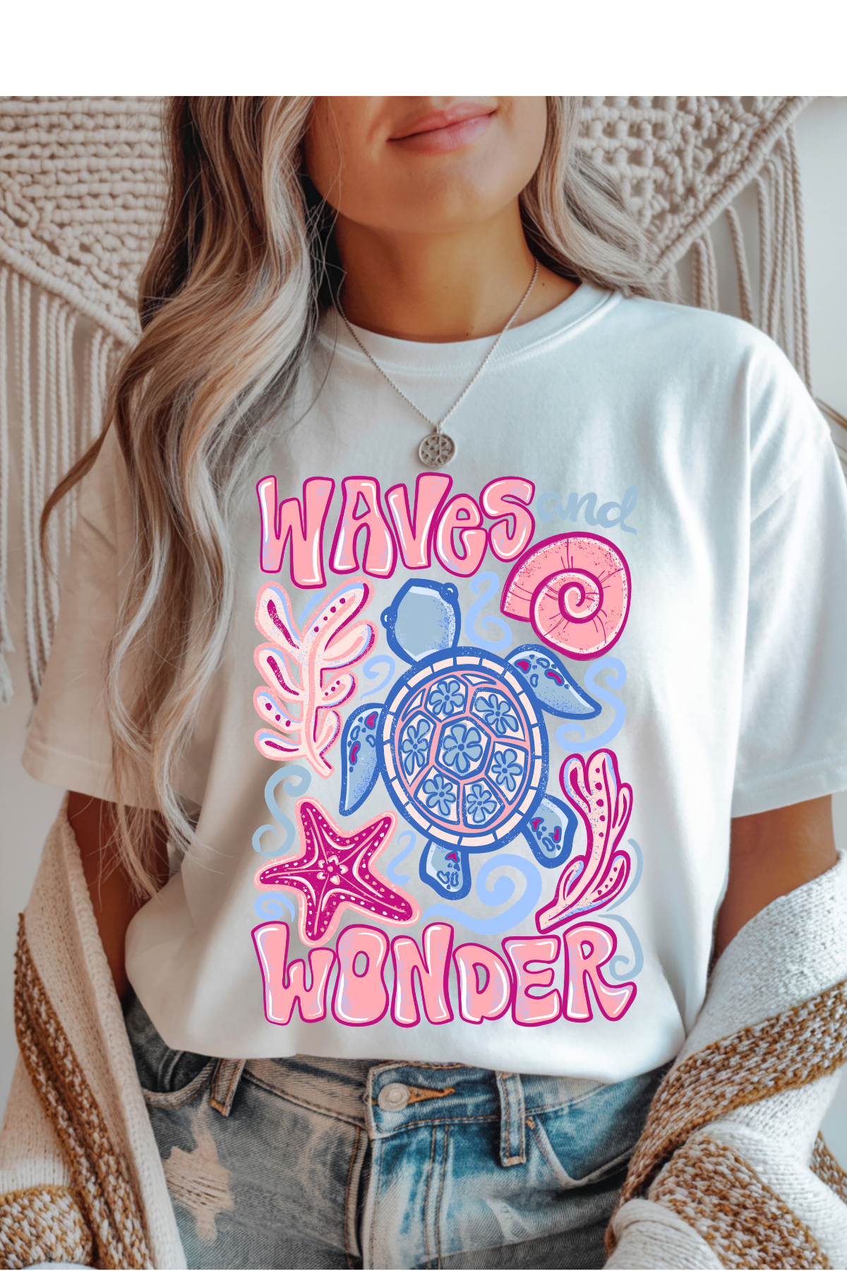 Wholesale Indigo - Waves & Wonder #10 - White Gildan Tee