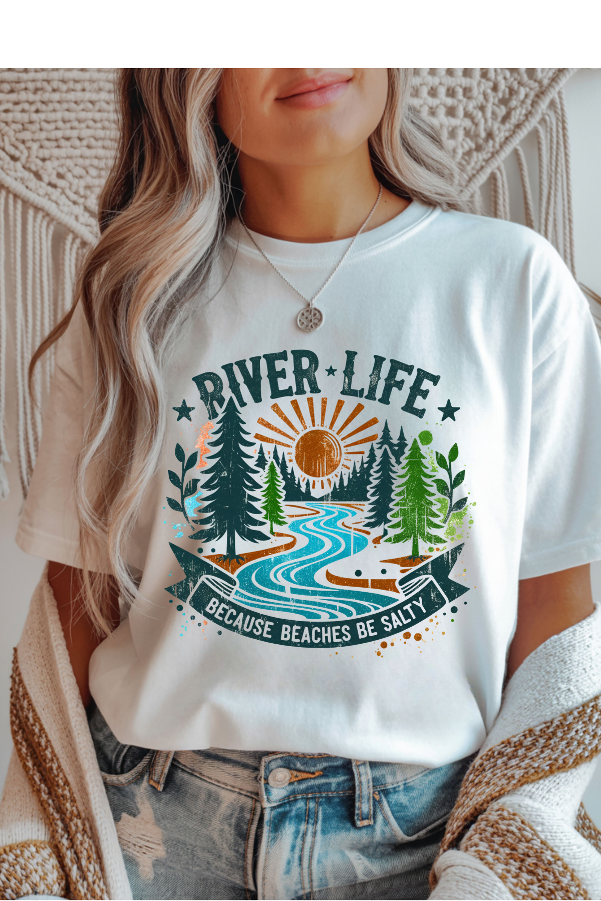Wholesale Royal Queen - River Life #8 - White Gildan Tee