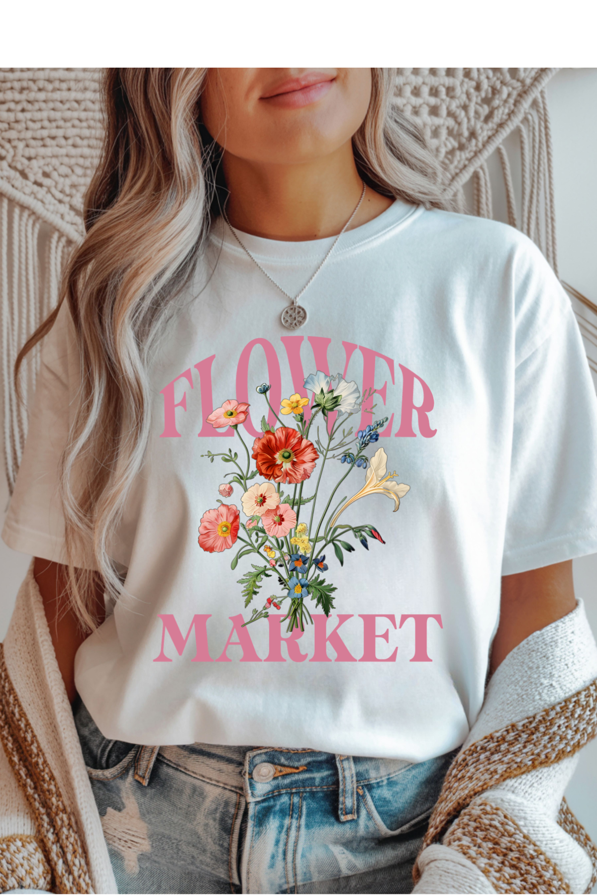 Wholesale Earth - Flower Market #5 - White Gildan Tee