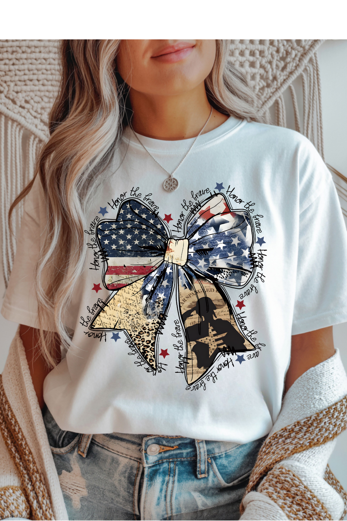 Wholesale Memorial Day - Honor the Brave #6 - White Gildan Tee