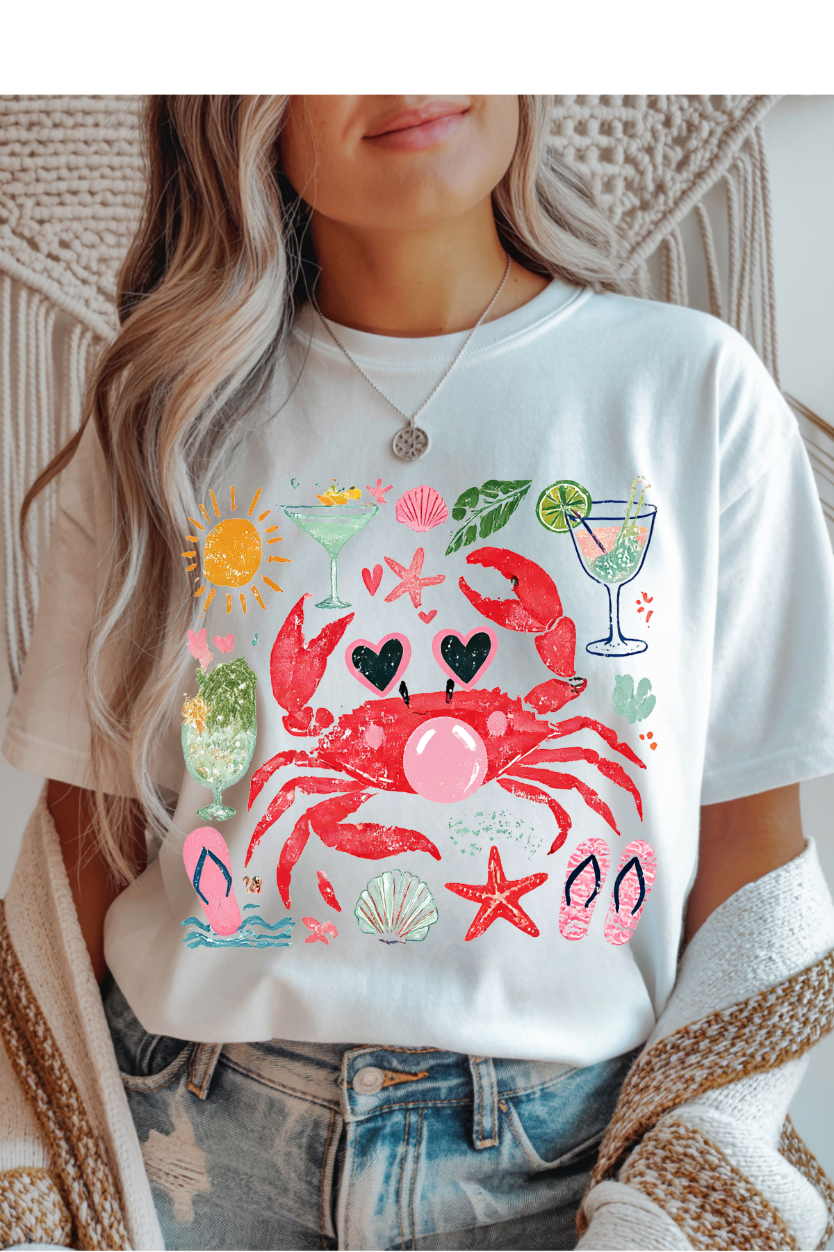 Wholesale Summer in Paris - Summer Crab #6 - White Gildan Tee