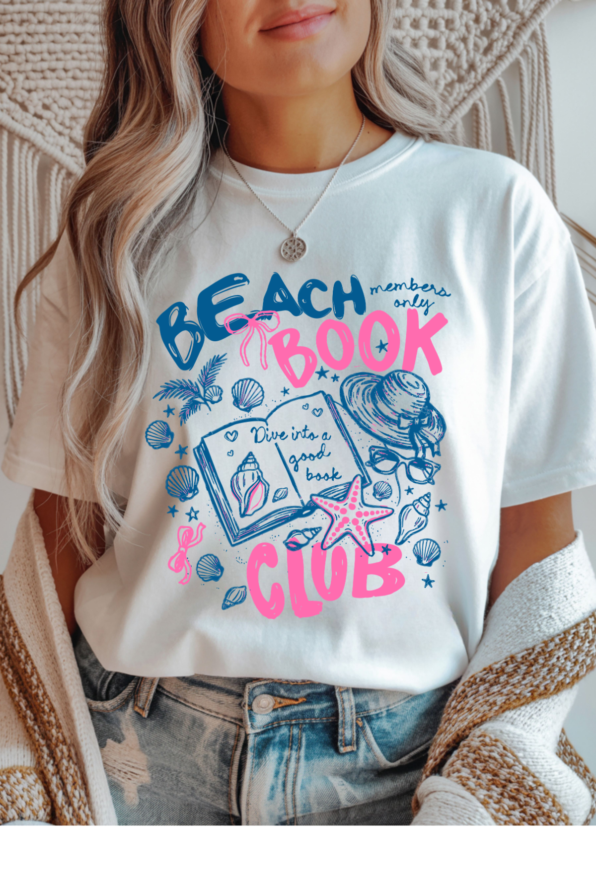 Wholesale Olive - Beach Book Club #3 - White Gildan Tee
