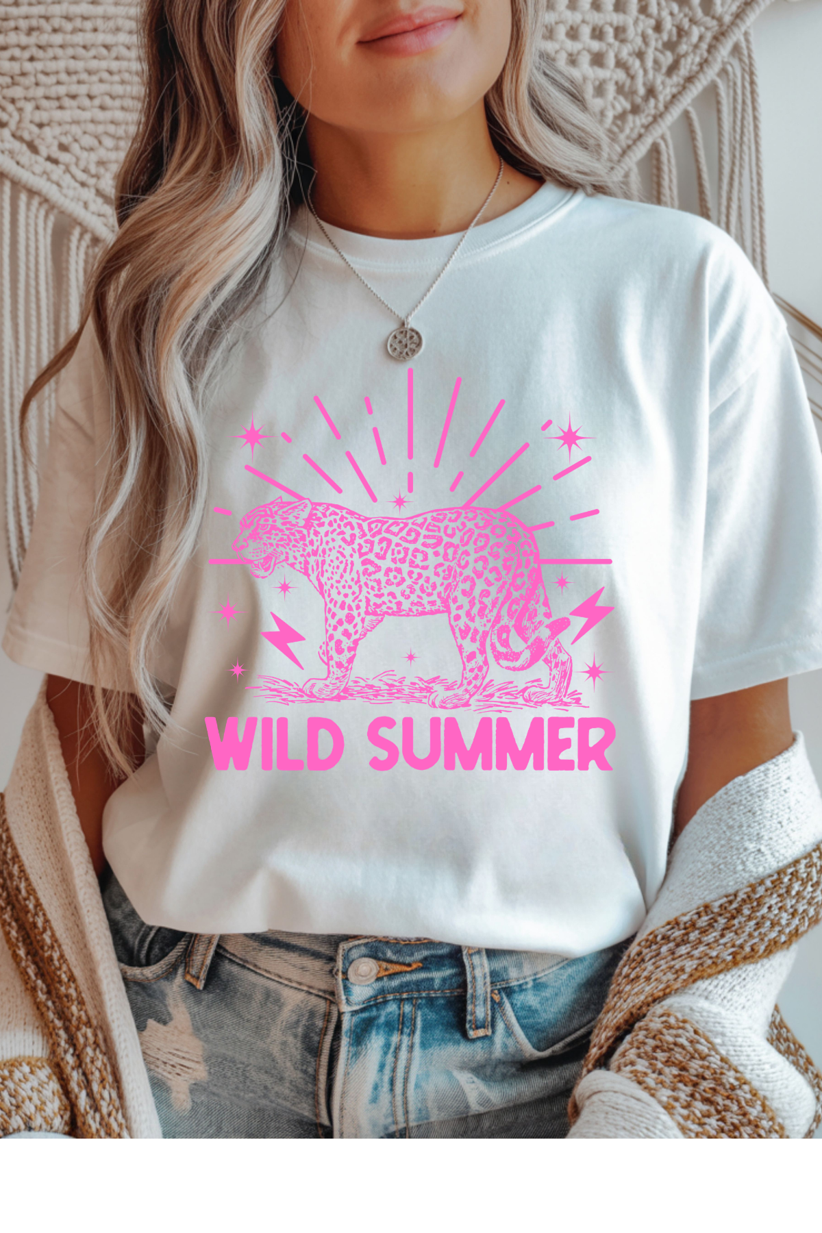 Wholesale Olive - Wild Summer #10 - White Gildan Tee