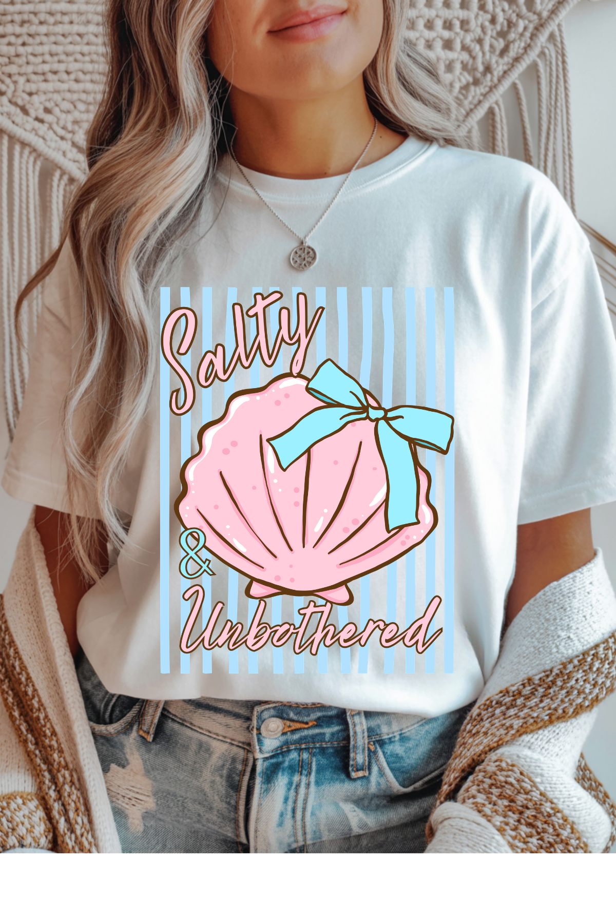Wholesale Sun-Sational - Salty & Unbothered #7 - White Gildan Tee