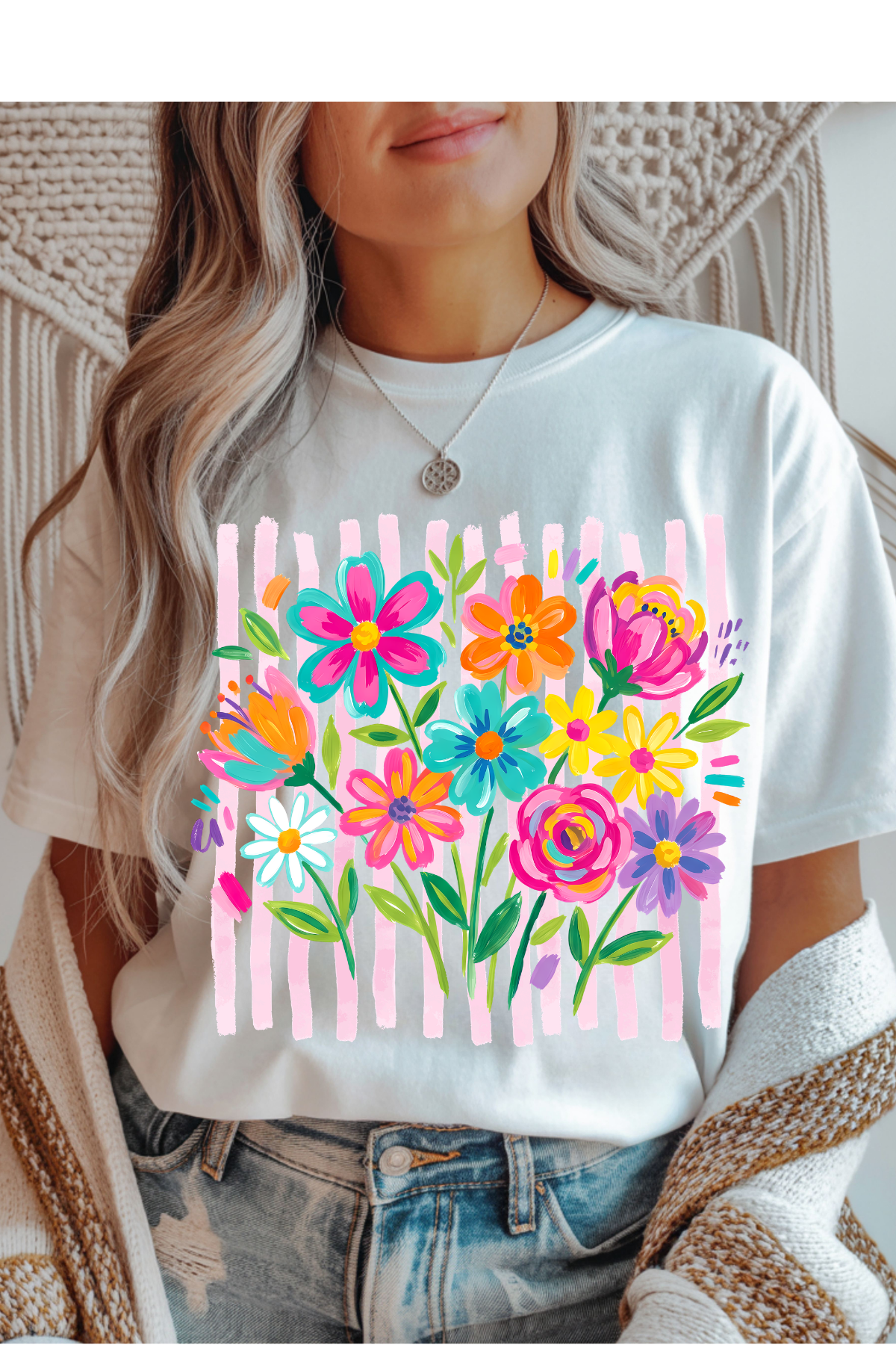 Wholesale Sunsational - Summa Floral #6 - White Gildan Tee