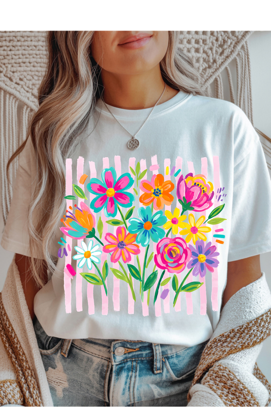 Wholesale Sunsational - Summa Floral #6 - White Gildan Tee