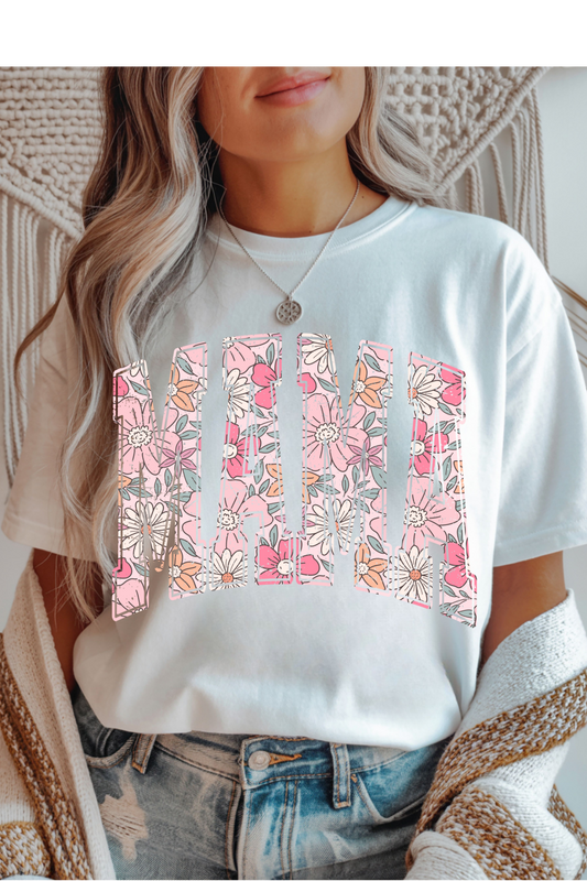 Wholesale Sunsational - Floral Mama #10 - White Gildan Tee