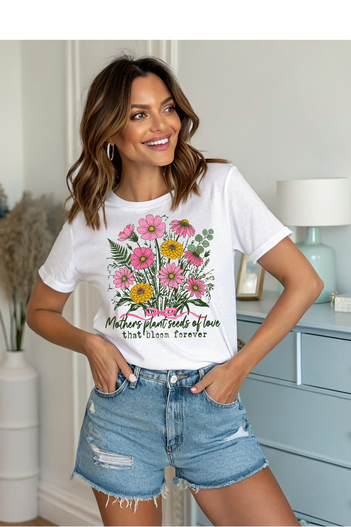 Wholesale Rose Garden - Mothers Plant Seeds #8 - White Gildan Tee