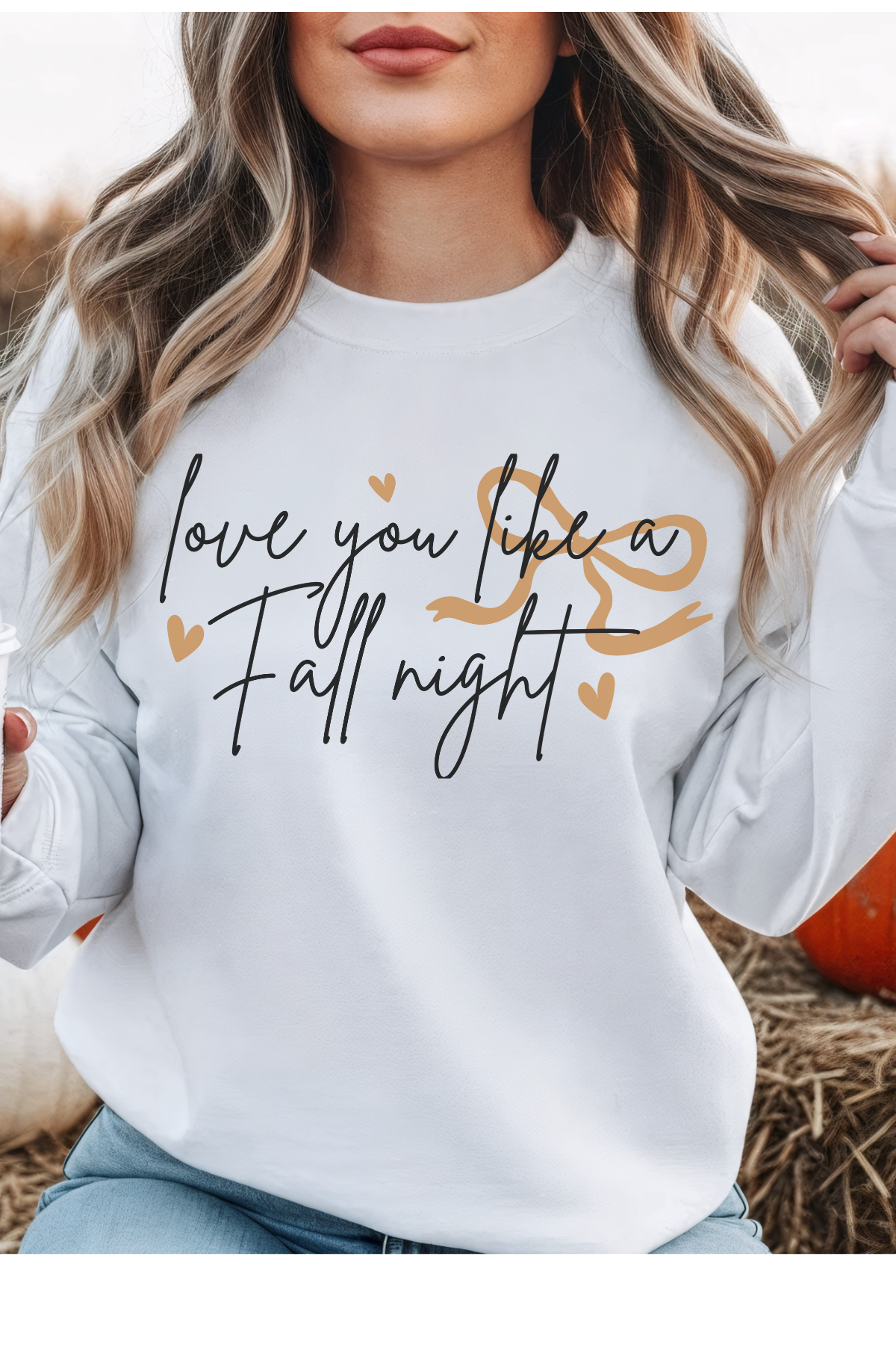 Wholesale Fall Whispers - Love You & Fall Nights #5 - White Gildan Sweatshirt